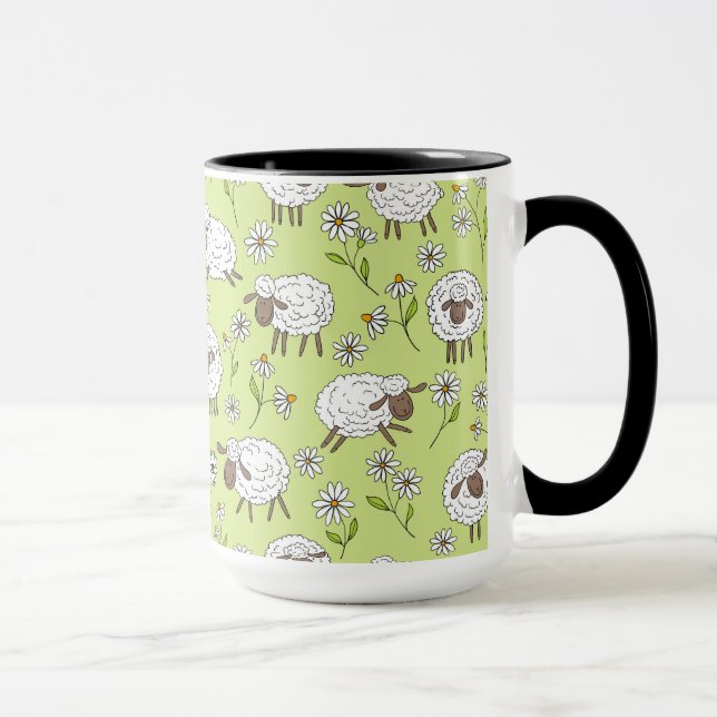 Counting sheep on honney dew green mug (Right)