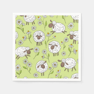Counting sheep on honney dew green napkin