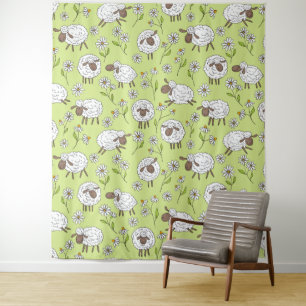 Counting sheep on honney dew green tapestry