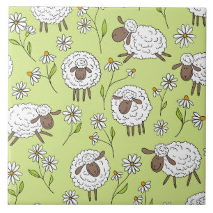 Counting sheep on honney dew green tile