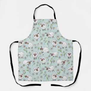 Counting sheep on sea glass blue apron