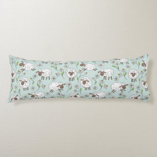 Counting sheep on sea glass blue body pillow