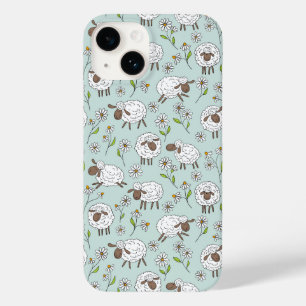 Counting sheep on sea glass blue Case-Mate iPhone 14 case