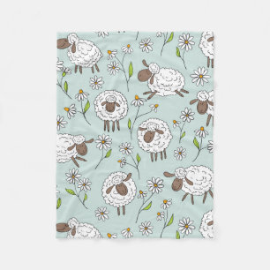 Counting sheep on sea glass blue fleece blanket