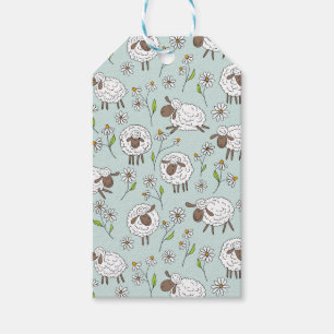 Counting sheep on sea glass blue gift tags