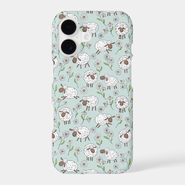Counting sheep on sea glass blue iPhone case (Back)