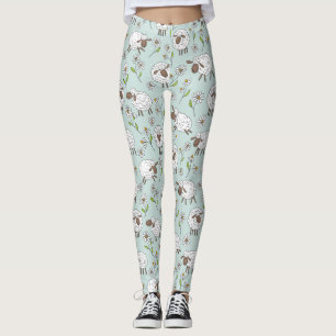 Counting sheep on sea glass blue leggings