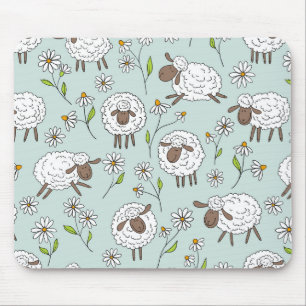 Counting sheep on sea glass blue mouse pad