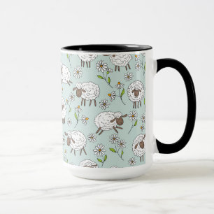 Counting sheep on sea glass blue mug