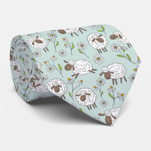 Counting sheep on sea glass blue tie