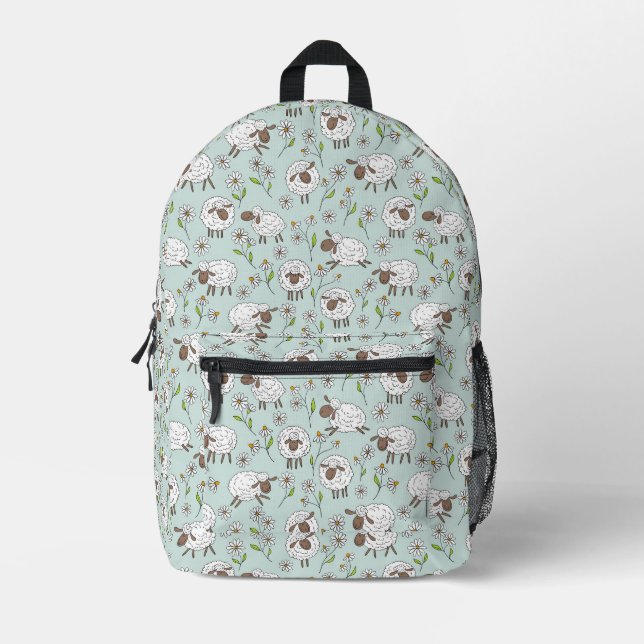 Counting sheep on sea glass printed backpack (Front)