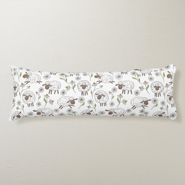 Counting sheep on white body pillow (Front)