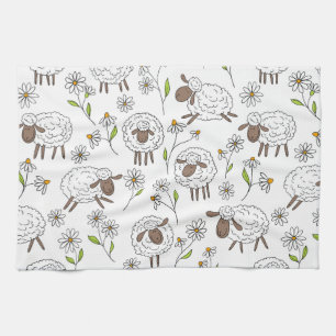 Counting sheep on white kitchen towel