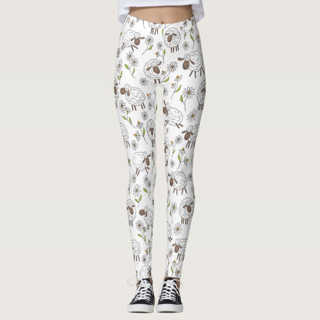 Counting sheep on white leggings (Front)