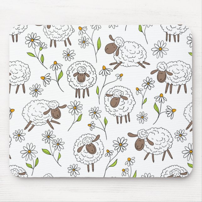 Counting sheep on white mouse pad (Front)