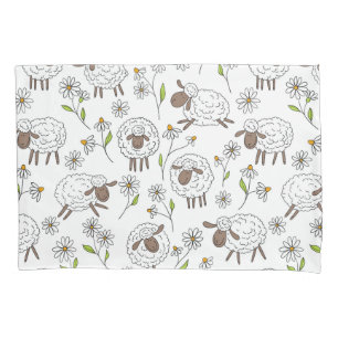 Counting sheep on white pillowcase