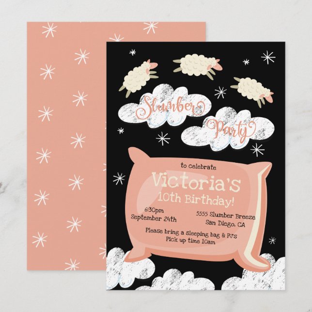 Counting sheep Slumber Party Birthday  Invitation (Front/Back)
