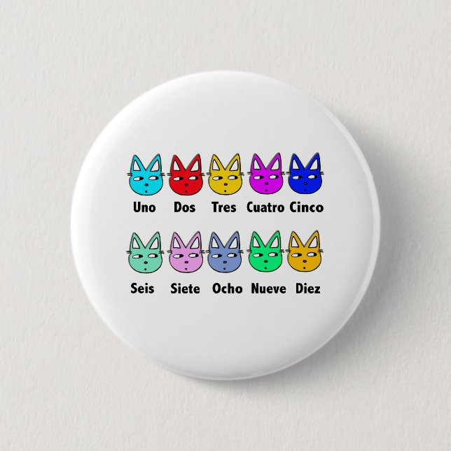 Counting Spanish Cats 2 Inch Round Button (Front)