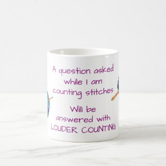 Counting stitches, crochet humour, with your name coffee mug