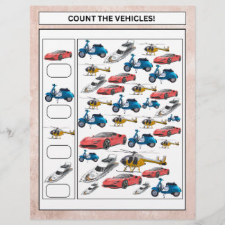 COUNTING THE VEHICLES WORKSHEET FOR KIDS FLYER