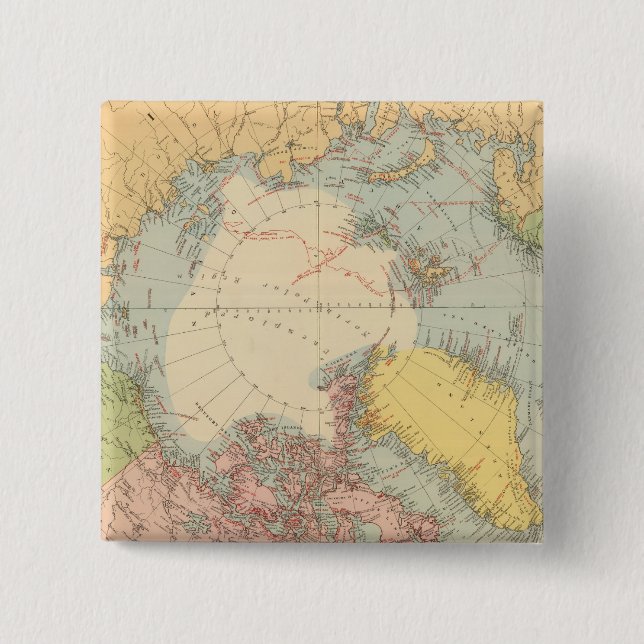 Countries round North Pole 2 Inch Square Button (Front)