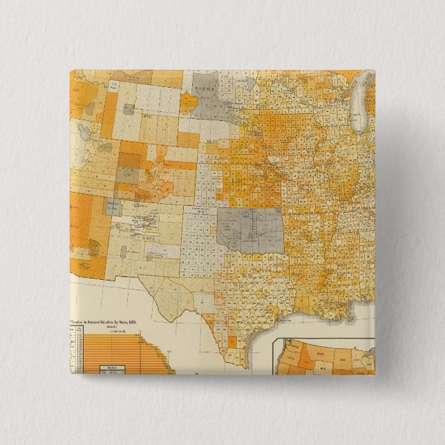 countries taxation to assessed valuation 2 inch square button (Front)
