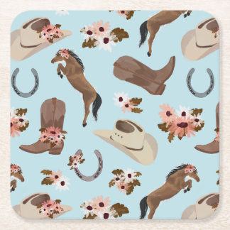Country and Floral Square Paper Coaster