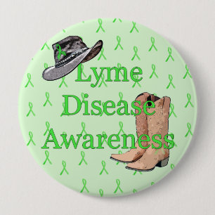 Country and Western Cowboy Cowgirl Lyme Disease 4 Inch Round Button