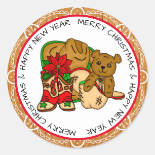 Country and Western Rustic Christmas Classic Round Sticker