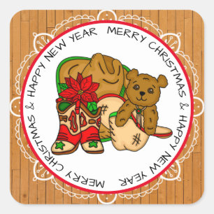 Country and Western Rustic Christmas Square Sticker