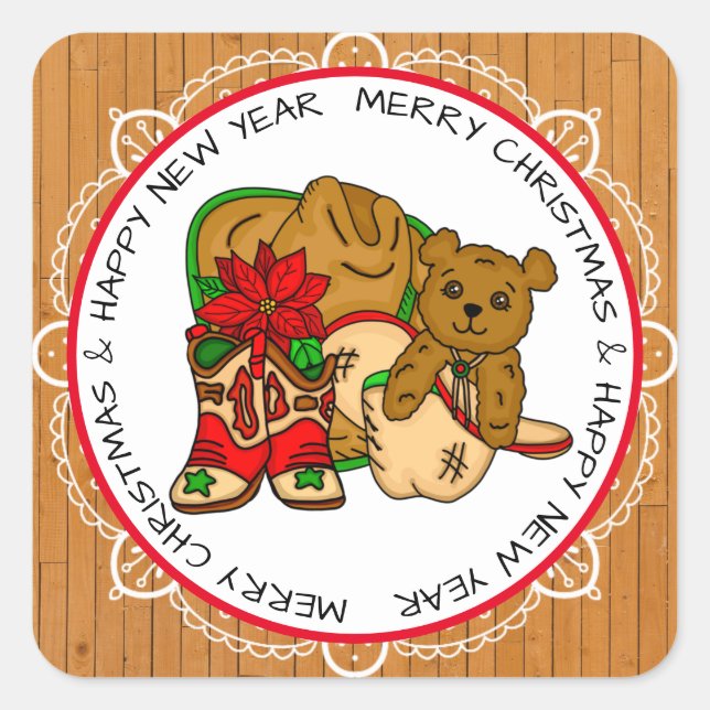 Country and Western Rustic Christmas   Square Sticker (Front)