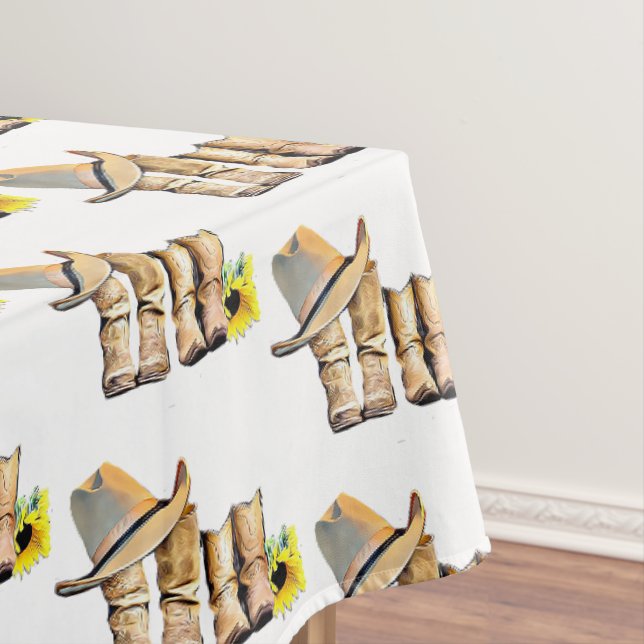Country and Western Wedding Cowboy Boots Tablecloth (In Situ)