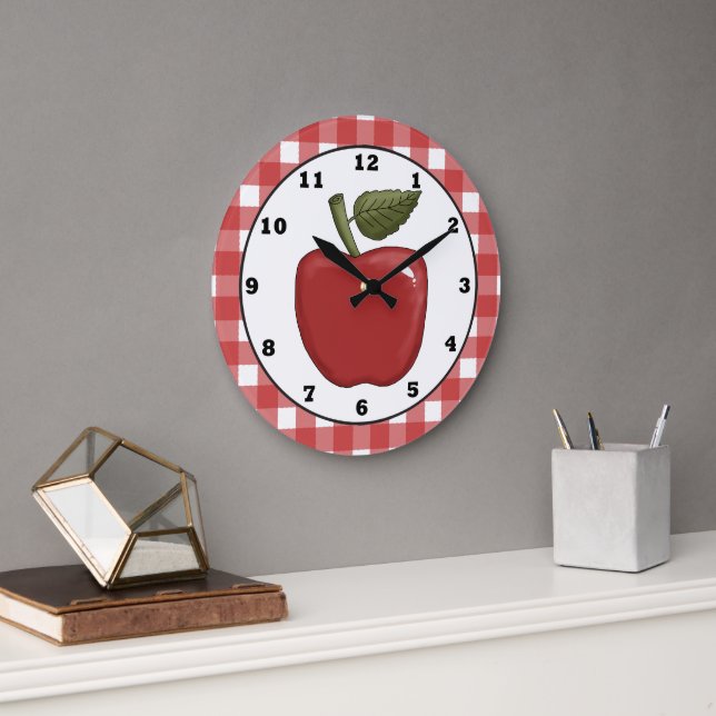 Country Apple dessin animé cuisine horloge murale (Bureau)