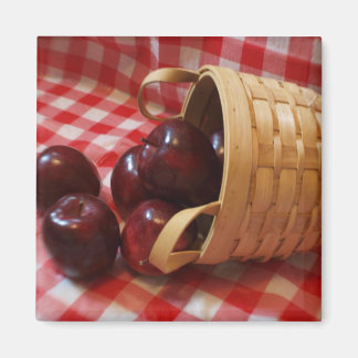 Country Apples on a Chequered Tablecloth Magnet