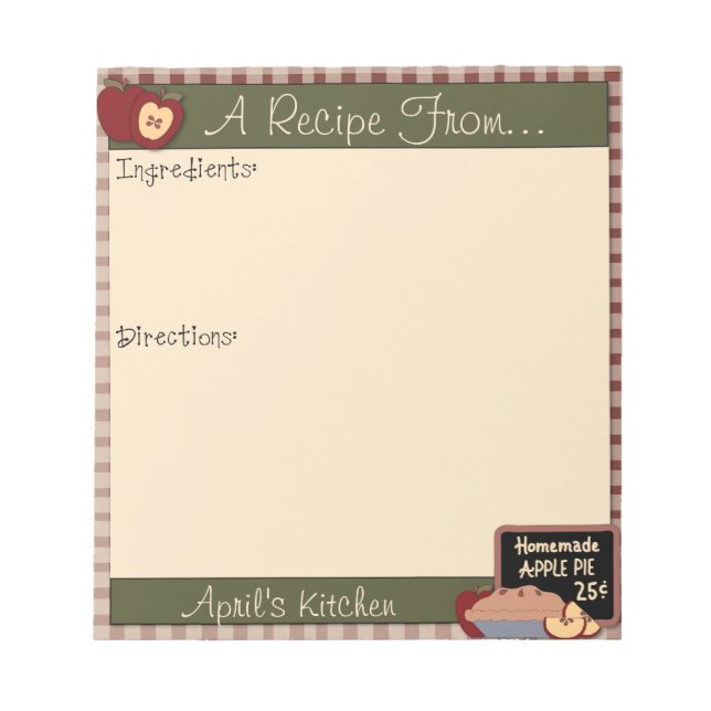 Country Apples Recipe Notepad (Front)