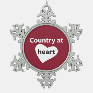 Country at Heart Snowflake Pewter Christmas Ornament
