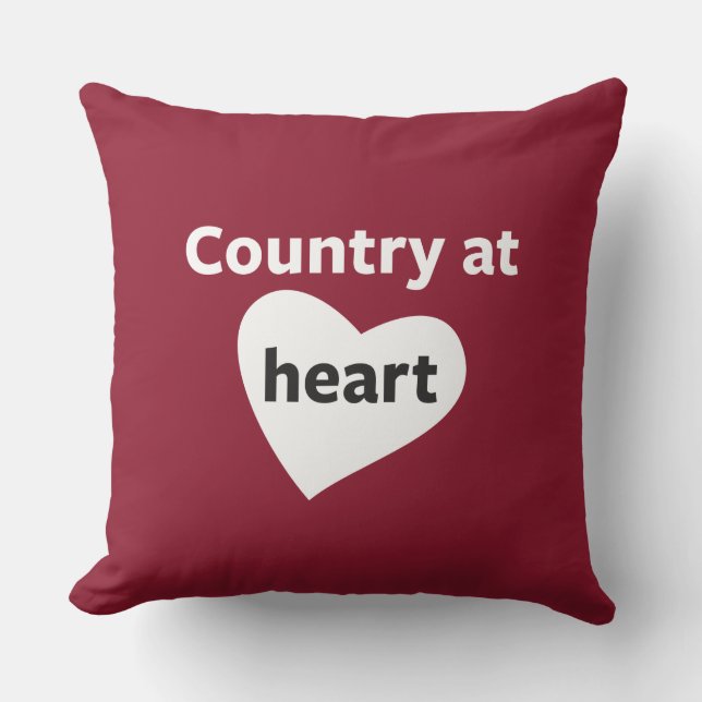 Country at Heart Throw Pillow (Front)