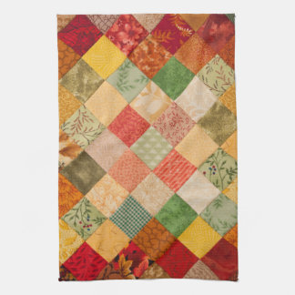 Country Autumn Diamond Patchwork Pattern Kitchen Towel