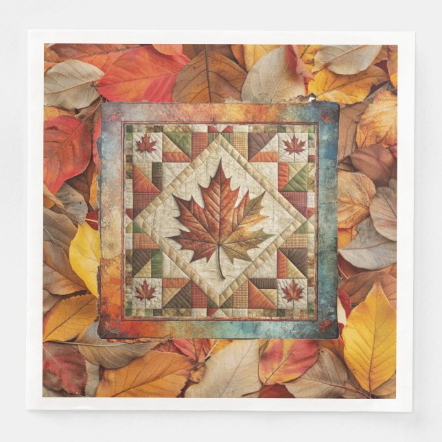 Country Autumn Fall Leaf Paper Napkin (Front)