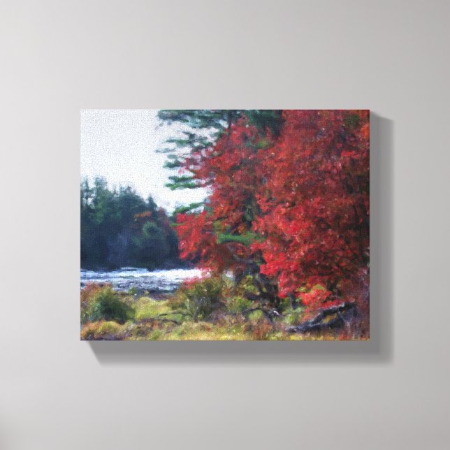Country Autumn Foliage And Pond Canvas Print (Front)