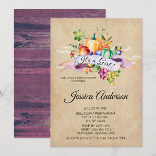 Country Autumn Lights Girl Baby Shower Invitation