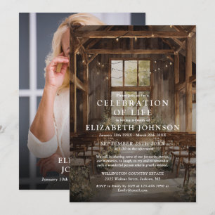 Country Barn Celebration of Life Funeral Photo Invitation