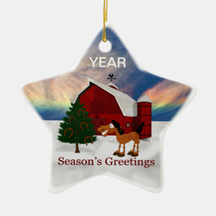 Country Barn Ceramic Ornament
