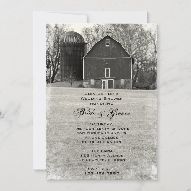 Country Barn Farm Wedding Shower Invitation (Front)