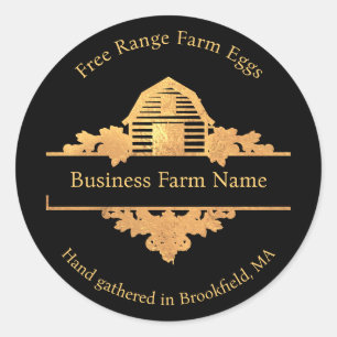 Country Barn Farmhouse Gold and Black Classic Round Sticker