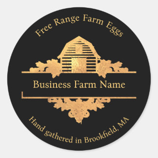 Country Barn Farmhouse Gold and Black Classic Round Sticker