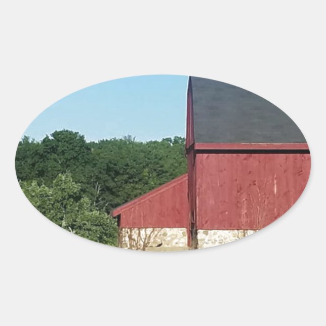 Country Barn Oval Sticker (Front)