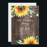 Country Barn String Lights Sunflower 21st Birthday Invitation<br><div class="desc">Rustic wood,  yellow sunflowers with greenery,  sparkling string lights,  and lanterns 21st country barn-style birthday party invitation for women.</div>