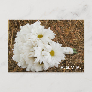 Country / Barn Wedding RSVP - Daisy Bouquet & Hay Card