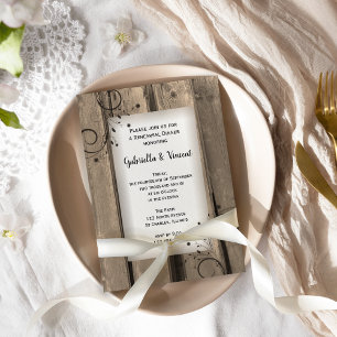 Country Barn Wood Flowers Wedding Rehearsal Dinner Invitation